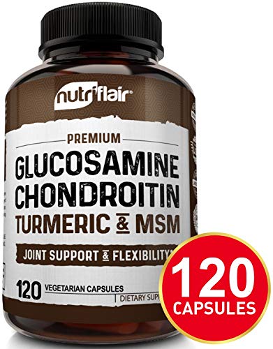 NutriFlair Glucosamine Chondroitin Turmeric MSM Boswellia - Joint Pain Relief Supplement - Natural & Non-GMO - Anti-Inflammatory & Antioxidant Pills - Supports Back, Knees, Hands, Joints, Cartilage