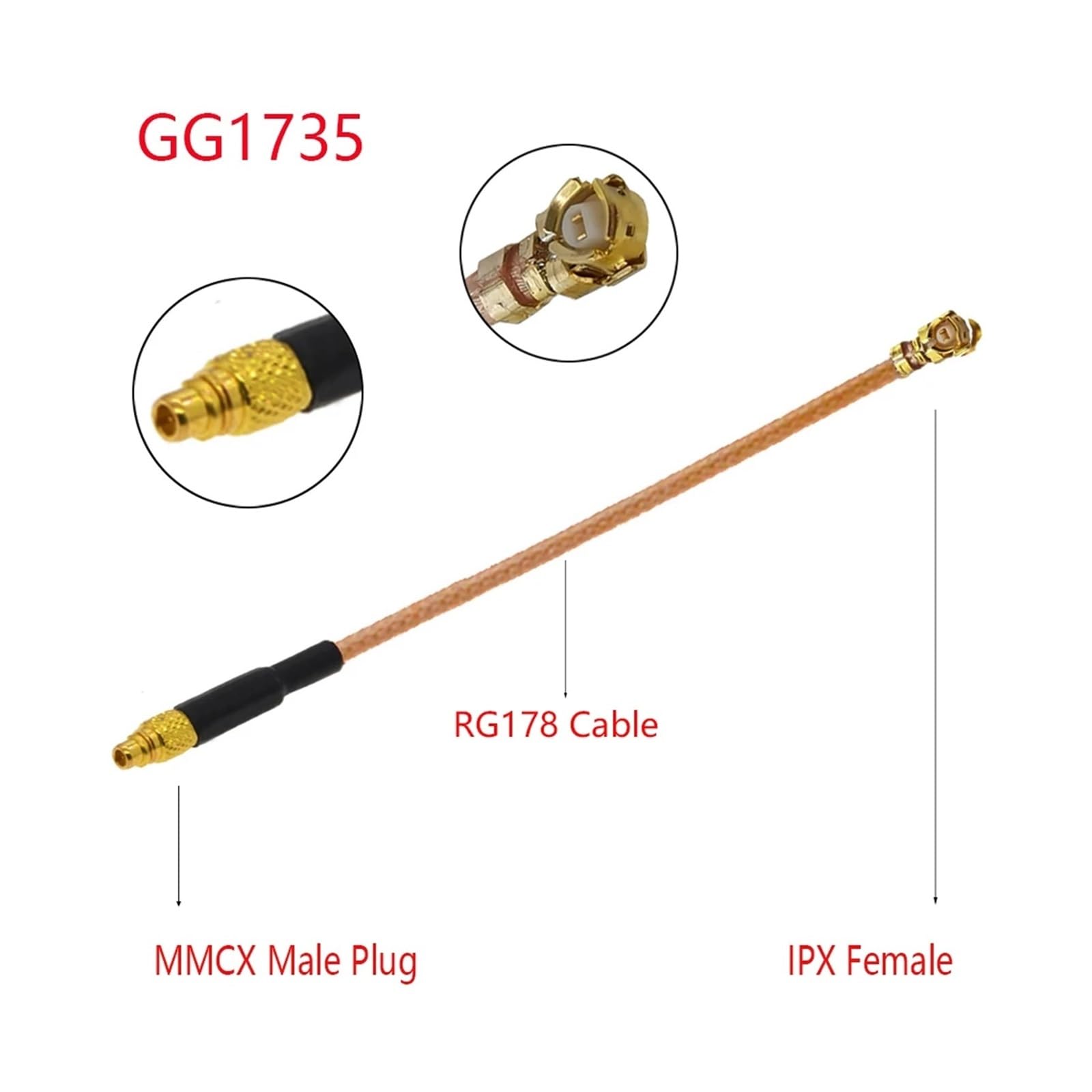 Câble coaxial RF RG178, 10 pièces, MMCX/MCX mâle vers U.FL/MHF4 femelle, rallonge d'antenne 3G(MMCX M to IPEX1F-5CM)