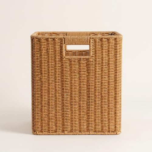 Cesta mimbre rectangular de 29x30x33cm ideal para organizar el salon 4