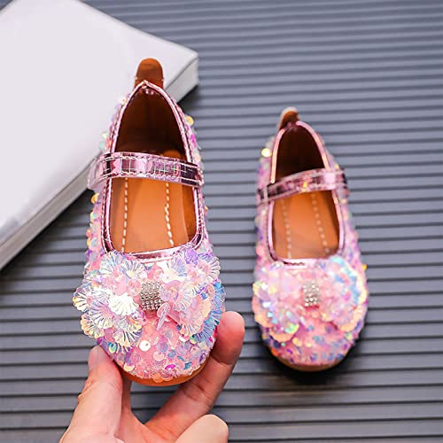sfdgfhyf Little Boys Casual Sneaker Fashion Autumn Girls Casual Shoes Flat Lightweight Sequins Bow (Pink, 3.5-4 Years Toddler)3