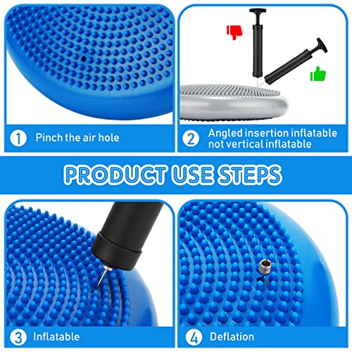 Image of Jerify 4 Pcs Wiggle Seat Flexible Inflated Wobble Cushion Stability Balance Pad Balance Disc Sensory Seat for Men Women Fitness Physical Exercise Improving Posture Home Office