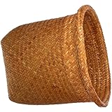 TEHAUX Cesta Tejida Mano Mediana Contenedor Multipropósito de Ratán Cesta Decorativa para Ropa Sucia y Almacenaje Hogar Resistente y Versátil para Baño y Salón