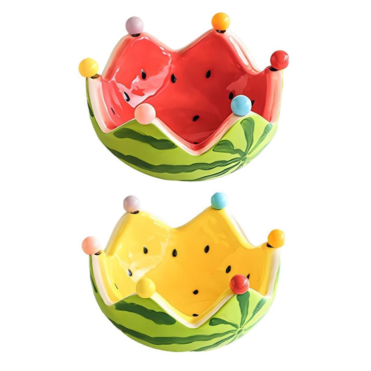 Vjsujehgy Red Watermelon Ceramic Fruit Plate 2pcs Matching Forks Large Capacity Snack Tray for Various Fruits Snacks Presentation