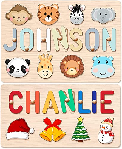 Personalized Name Puzzle For Kids, Personalized Selection Of Wooden Supports And Elements, Preschool Pegged Puzzles 1St Birthday Gift For Boy And Girl #TOP2