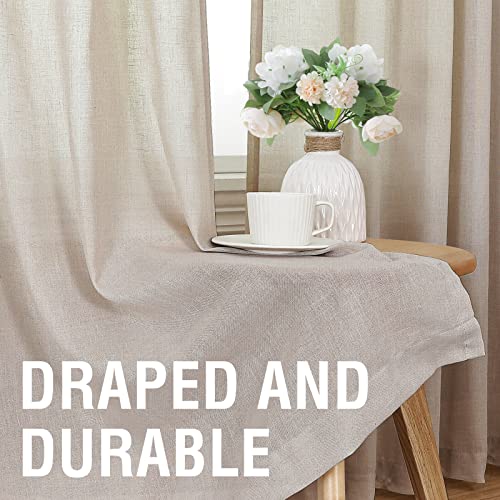 H.versailtex Natural Linen Curtains 84 Inches Long For Living Room 2 Panels Back Tab Loop Pocket Linen Textured Light Filtering Neutral Country Rustic Farmhouse Boho Curtain For Bedroom, Angora #TOP3