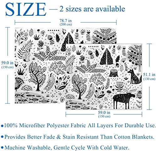 Plaid microfibre léger et doux motif lapin pour lit