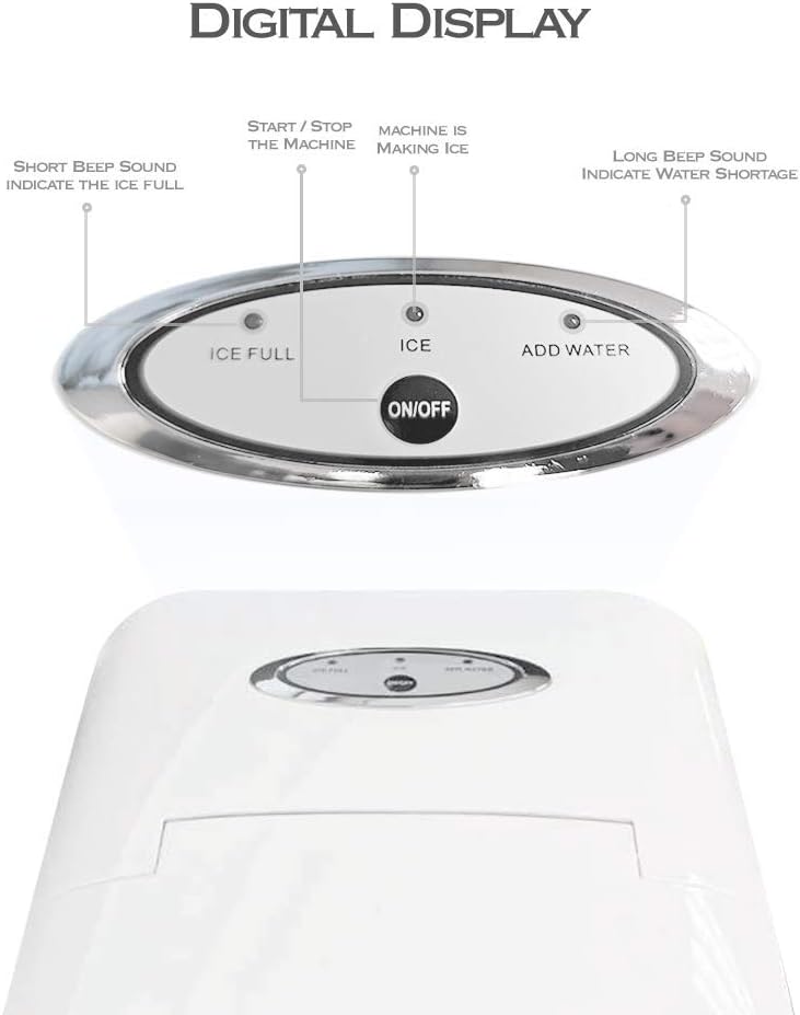 White Countertop Portable Compact Ice Maker Ice Cube Machine, for Home Office Party, Boat RV