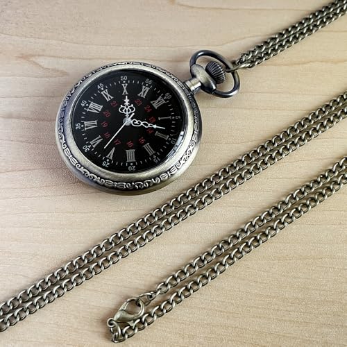 Image of Vintage Quartz Pocket Watches for Men with Chains, Analog Pocket Watch for Women, Gifts for Dad /Grandpa Gifts for Him for Birthday