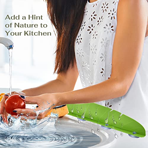 Viverie Sink Splash Guard - Leaf Style, Splash Protector Mat, Secure Non-Slip Suction Base, Dishwasher Safe, Faucet Splash Guard For Kitchen Sink & Toilet, Universal Splatter Guard (19.3 X 2.2 X 4.1") #TOP1