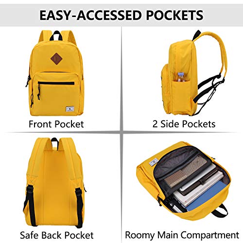 Vx Vonxury Simple Backpack For Women,Classic Basic Bookbag Lightweight Yellow Backpack For School College Travel #TOP5
