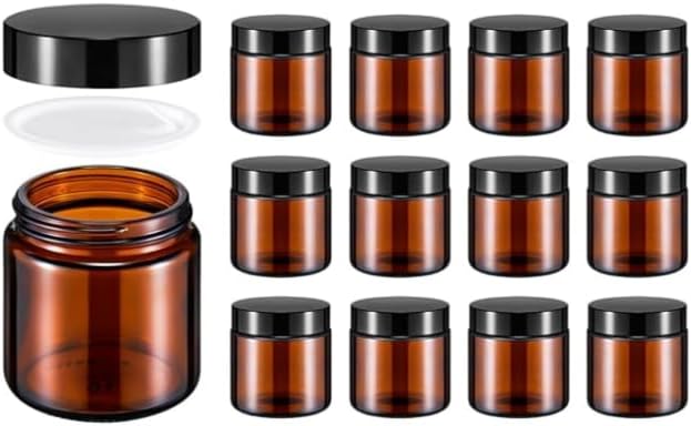Amazon.com: 8 OZ Amber Plastic Jars with Lids Round Cosmetic Containers ...