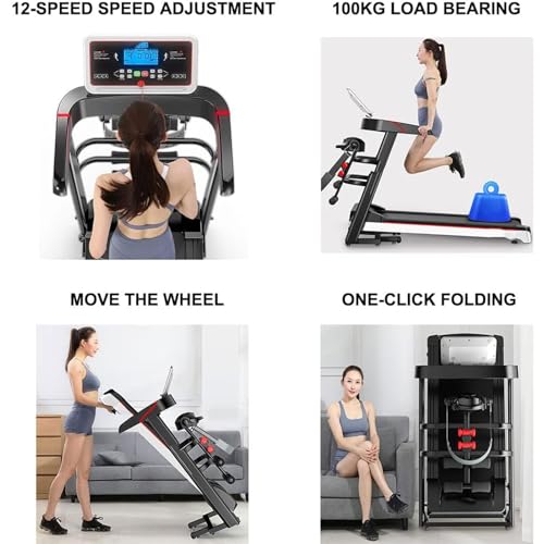 Image of Electric Motorized Folding Treadmill, Heavy Duty 2.0HP Indoor Walking, Running, Jogging Exercise Gym Machine, with 12 Preset Programs LCD Display for Home Use