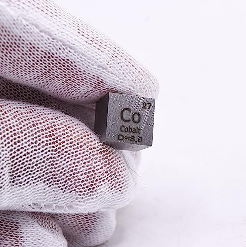 Image of 0.39 inch 10mm Cobalt Metal Cube Co up to 99.9% Pure Periodic Table Element Engraved Density Collection Science Education Display Block Cube + Acrylic Case Box - 1PC