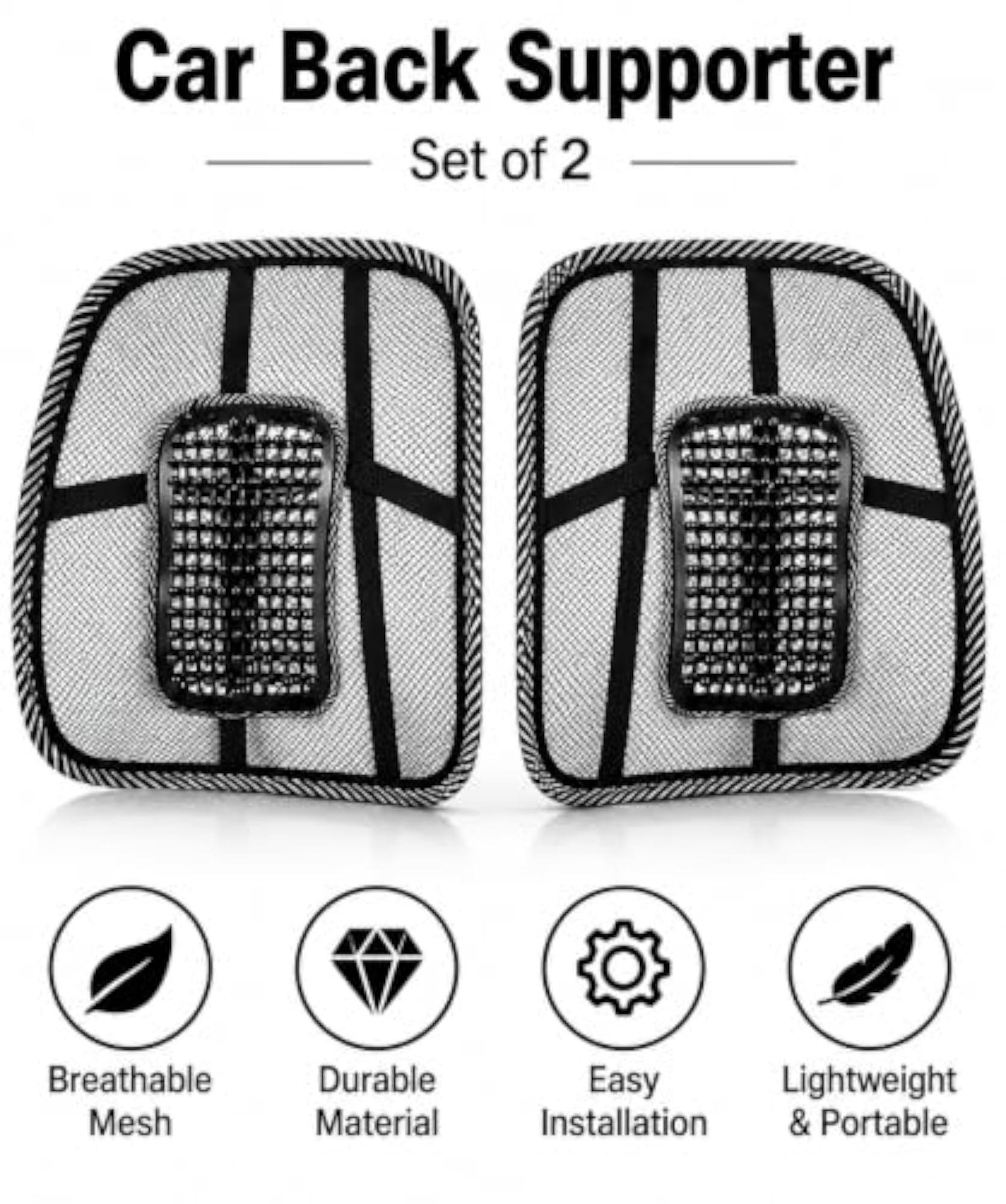 Car Back Support Cushion for Seat, Breathable Mesh Lumbar Support