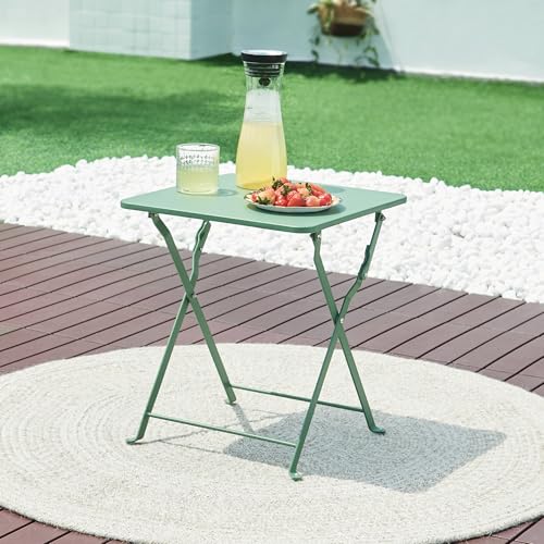 [en.casa] Table de Jardin Pliante Table Basse avec Plateau Carré pour Extérieur Jardin Terrasse Balcon Patio Camping Intérieur Capacité de Charge 15 kg...