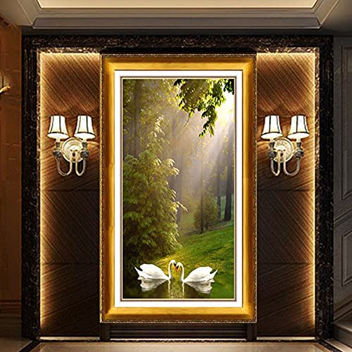 Kit Peinture Diamant 5D Lac des Cygnes Grand Format 40x100cm pour Broderie Strass