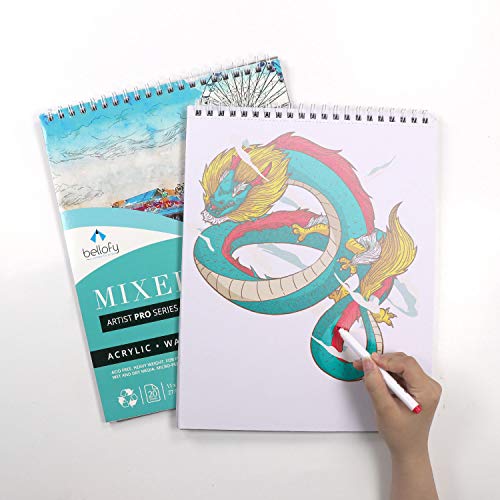 image for Bellofy 2 x Large Mixed Media Sketchbook 11x14 Inch - Art Paper Pads, 