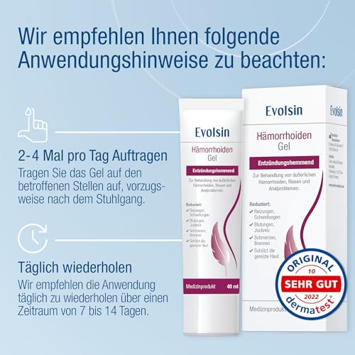 Evolsin® Hämorrhoiden Gel – schützendes Gel bei Hämorrhoiden und Analfissuren – Medizinprodukt - Hämorrhoiden Salbe