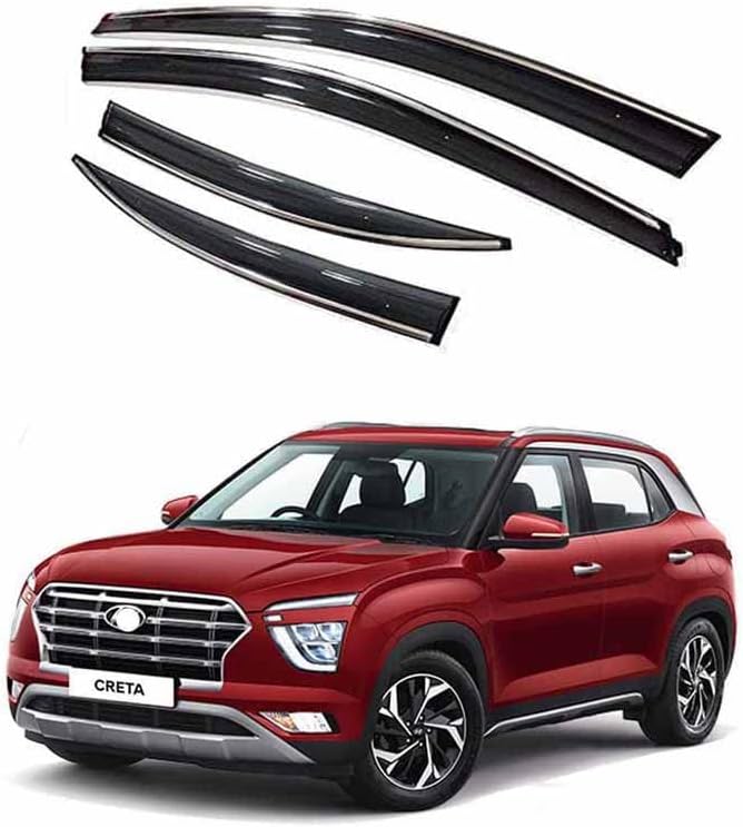 - Compatible Chromeline Silverline Door Visor Wind Deflector (Door Visor Creta New)