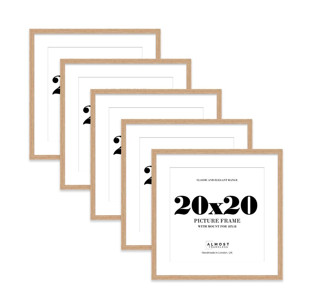 20x20 Oak Picture Frame with Mount for 18x18 Photos, Prints - Modern Square Wall Frame, Set of 5 — image 1