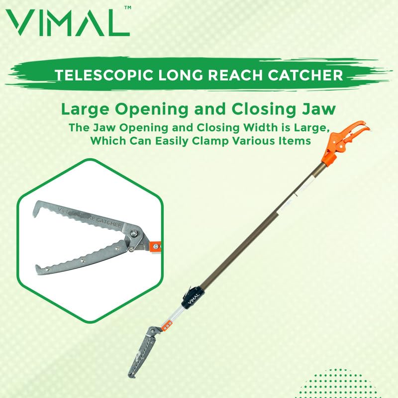 Image of Vimal Telescopic Long Reach Catcher | Aluminium Long Reach Grabber | Extendable Trash Picker Clip | Length 3 Feet 8 inch to 5 feet 4 inch
