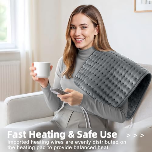 Heating Pad for Pain Relief – 12"x24" Moist/Dry Heat for Back, Neck, Shoulder, and Cramps, Auto-Off, Machine Washable, Ideal Gift for Christmas, Mother's Day, Women, Men, Mom, Dad, Daughter - Image 3