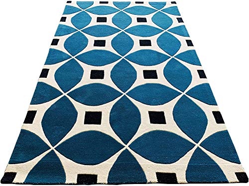 Image of Export Quality Handtufted Woolen Carpet for Living Room Bedroom & Hall - Color - Cerulean Blue - Size - 6 x 8 Feet