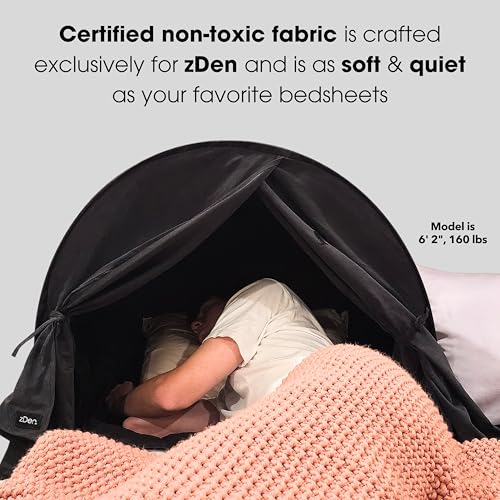 Image of Sleep in Total Darkness, Even in a Bright Room, Create a Private Space, zDen Patented Light-Blocking Sleep Den, Non-Toxic Blackout Canopy for Naps, Travel, Dorms, Night Shift, Migraine Relief