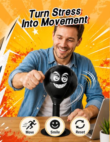 Fun Punch Desktop Punching Bag, Desk Punching Bag for Office Stress Relief, Suction Cup Tabletop Punch Bag, Funny Gift for Coworkers, Adults, Home Desk, All Ages — view 3