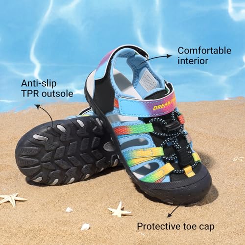 Image of DREAM PAIRS Unisex Summer Water Athletic Sandals | Closed-Toe Protection Quick-Drying Upper Comfort Footbed Durable Non-Slip Sole Hook-And-Loop Outdoor Sport Walk Hike