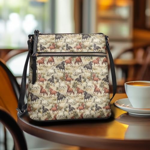 Image of Leather Purses for Women, Leather Hobo Bags for Women Travel Sling Purse Triple Zippered Pockets Shoulder Bag