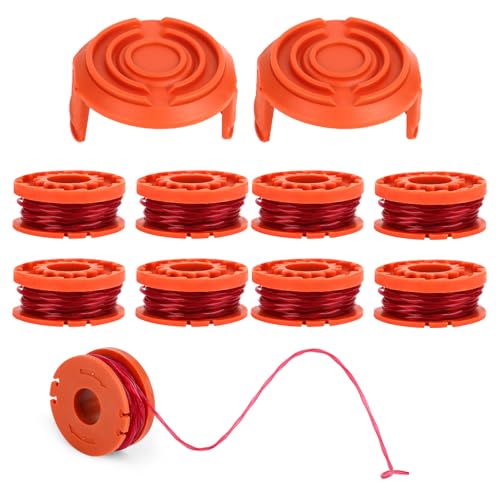 Fil Coupe Bordure,Lot de 10 Bobine Fil Debroussailleuse Compatible avec WORX Coupe Bordure,Ø 1,65mm & 3.05 m fil Nylon Pour Debroussailleuse(8 Fil Coupe Bordure,2 Couvercle)
