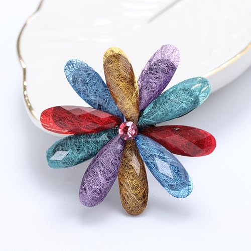 Image of Acrylic Flower-Shape Brooch Pin for Women Statement Brooch