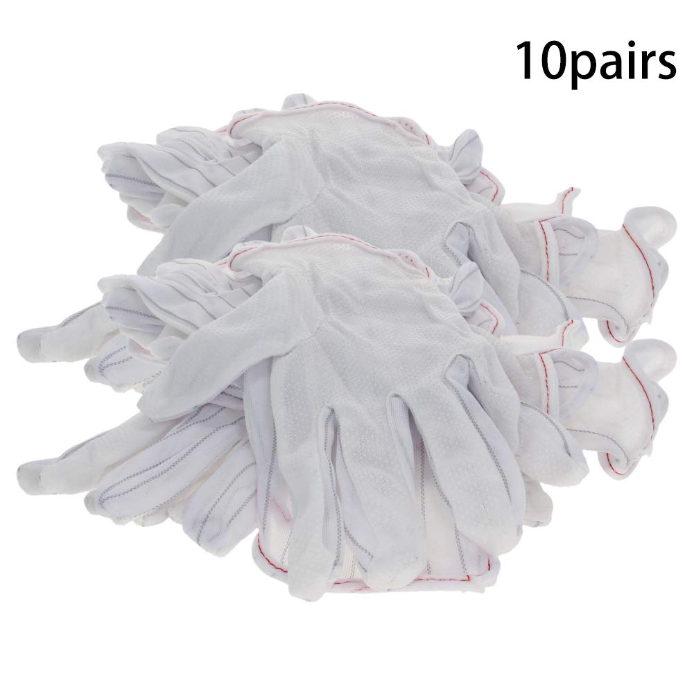 Othmro White Gloves Antistatic Gloves Moisturizing Etiquette White 10 works, Silver,white, 10 pair - Image 2