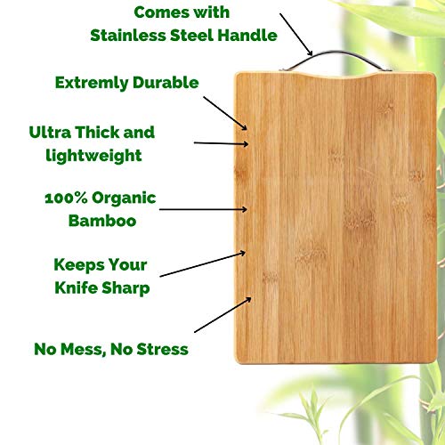 Image of Premium Bamboo Wood Cutting Board for Kitchen, Natural Wooden Chopping Board for Vegetables, Fruits and Cheese(40CM X 30 CM)
