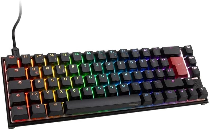 Ducky Mecha Pro SF Gaming Tastatur inklusive RGB-Beleuchtung mit MX-Silent-Red Switches, 65% Größe, Aluminiumgehäuse, deutsches Tastenlayout (ISO)