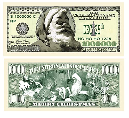 American Art Classics Pack of 50 Santa Claus Million Dollar Bill - Modern Style Bill - The Ultimate Stocking Stuffer
