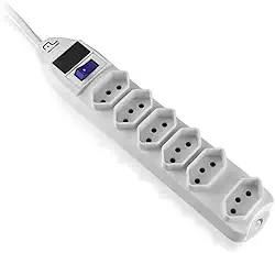Filtro de Linha Multi com 6 Tomadas, Design Linear e Proteção Contra Sobretensão Branco - WI222
