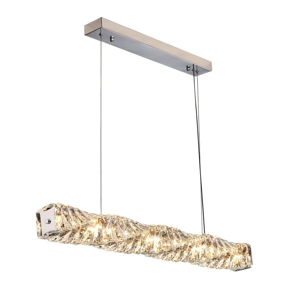 Plafonnier LED cristal linéaire argent 100cm dimmable pour îlot de cuisine