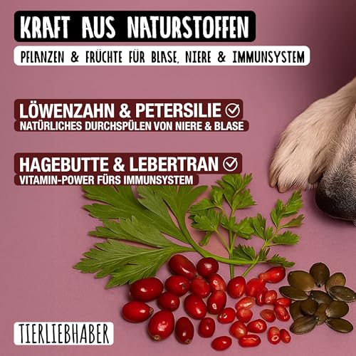 TIERLIEBHABER - Harn & Nieren Drops weiche Hundeleckerli – Von Tierärzten entwickeltes Nierenfutter Hund – Als Unterstützung der Blasen- und Nierenfunktion – Natürliches Hund Nierenfutter – 350g