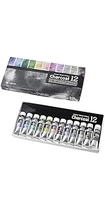 Amazon | クサカベ(Kusakabe) 透明水彩絵具 チャコールカラー 12色