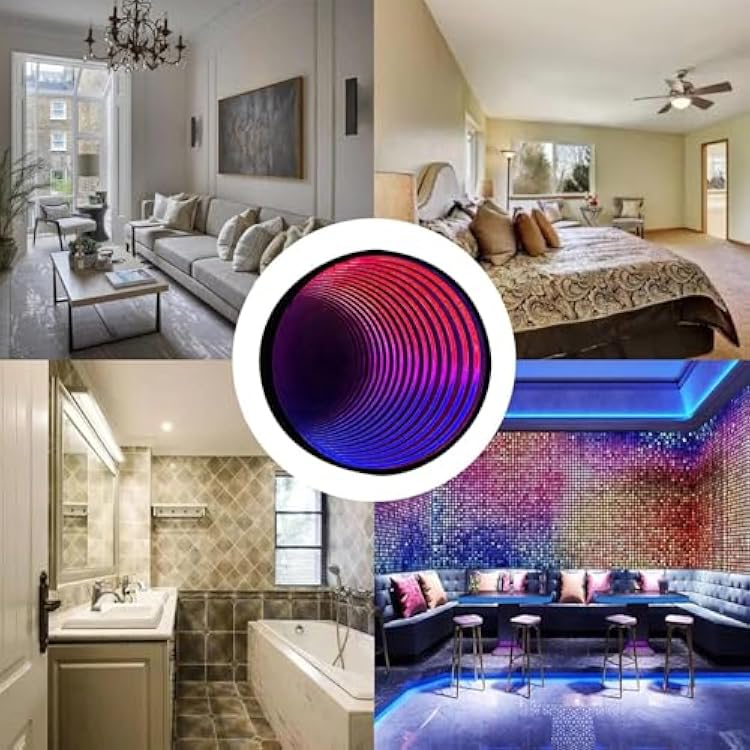 Infinity Mirror Light,RGB Tunnel Light,3D Round Night Light with Remote Control APP Control Suitable Suitable for Living Room Bedside Bar Background Wall,30cm/11.8in