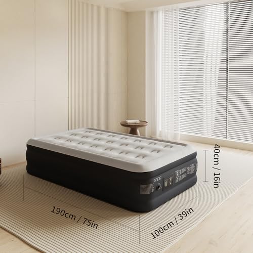Air Mattress with Built in Pump - Upgraded Twin Blow Up Mattress, 2 Mins Quick Self Inflatable with Double Air Chamber,16"/550lbs Max, Strong Support, for Camping,Home,Guests,Portable Travel