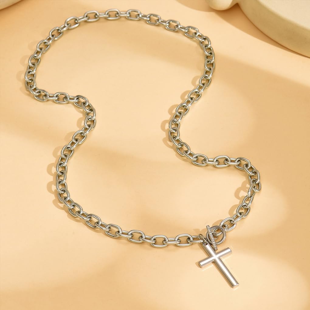 Chunky Layered Gold Cross Choker Necklace for Women,Vintage Punk Cross OT Buckle Statement Pendant Necklace,Fashion Jewelry Accessories Gifts - Image 5