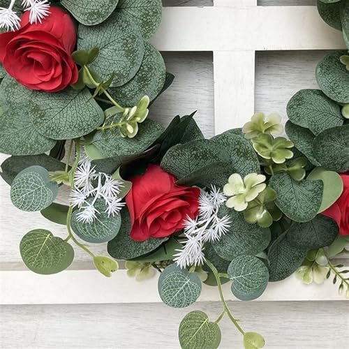 Couronne de fleurs de Noël pour porte extérieure lot de 2 pièces