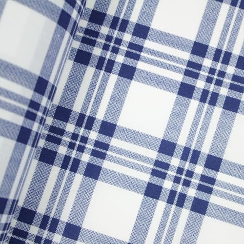 TELA POPELÍN DE ALGODÓN 100% HIERBAS A CUADROS NÁUTICOS TARTÁN EN TONOS DE AZUL Y BLANCO, ANCHO 150cm (BLANCO, 1 METRO)