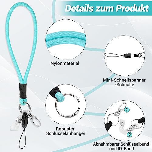 VEVOQIM 6 Stück Schlüsselband,3 Farben Schlüsselband Lang und Kurz Umhängeband mit Mini Abnehmbare Schnalle,Karabinerhaken,Vinyl-ID-Band, Lanyard für Herren Damen Kinder