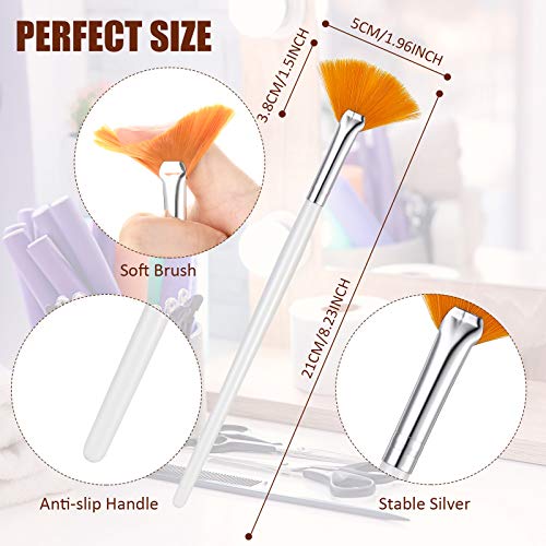 8 Pieces Fan Facial Brushes Fan Acid Applicator Long Handle Brush Cosmetic Tools For Makeup Peel (White, Orange) #TOP1