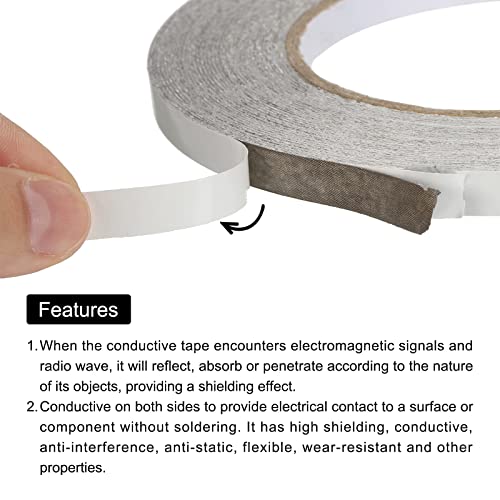 Image of MECCANIXITY Faraday Cloth Tape 0.31 inch W x 65 Feet Double Sided Conductive Cloth Fabric Adhesive Tape Roll for Laptop Cable EMI Shielding