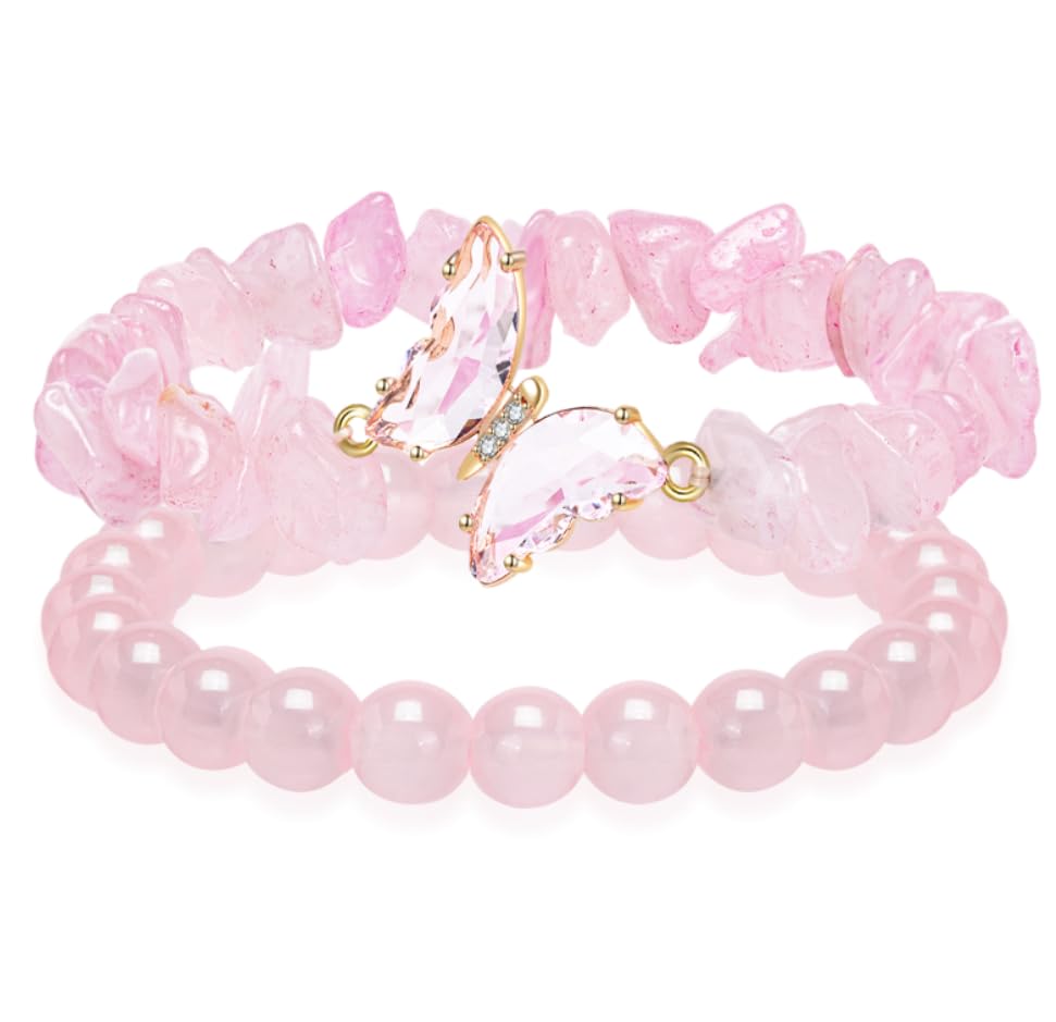 Artlunar Butterfly Bracelets Healing Bracelet Charm Jewelry Mom Gift with Beaded Bracelets Purple Bracelet for Women (Purple)